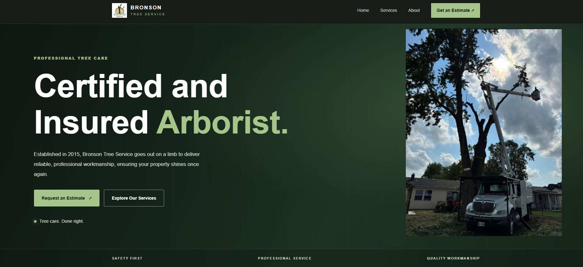 Preview of the Bronson Tree Service website